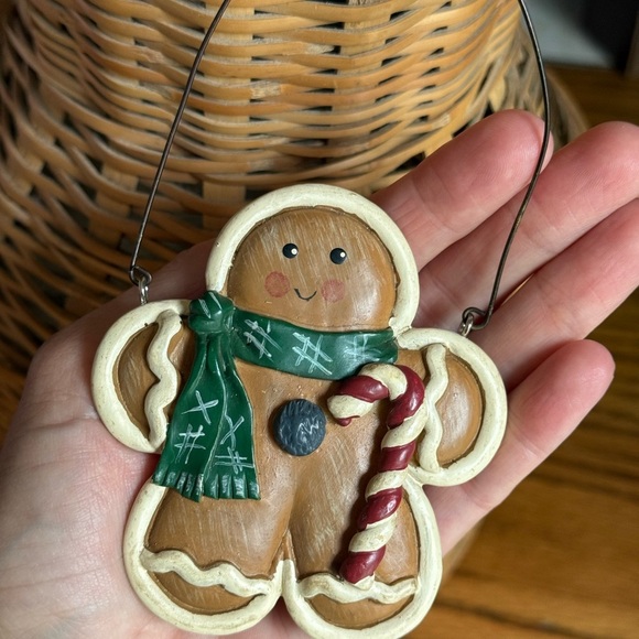 Festive Gingerbread Man Ornament with Scarf and Candy Cane - Picture 1 of 2